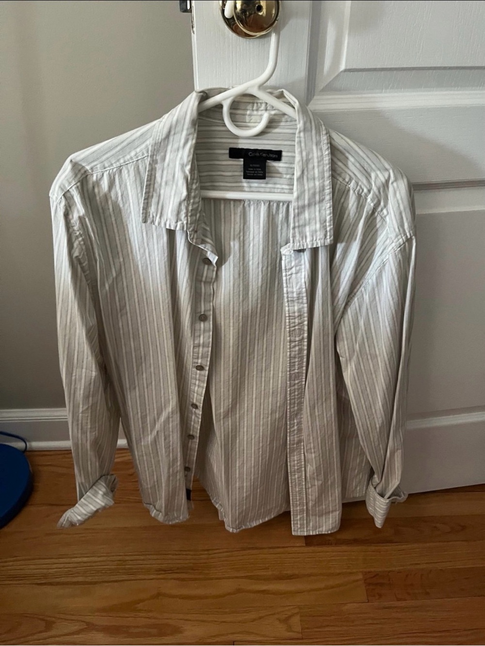 Men’s Calvin Klein Button Up Dress Shirt White/Gray Size XL